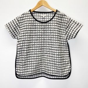 Madewell Brushed Windowpane Plaid Wool Blend Sweater Top